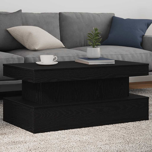 Coffee Table with LED Lights Black Oak 90x50x40 cm