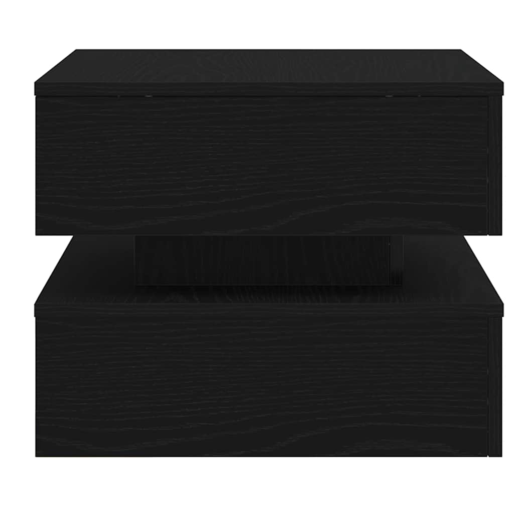 Coffee Table with LED Lights Black Oak 50x50x40 cm