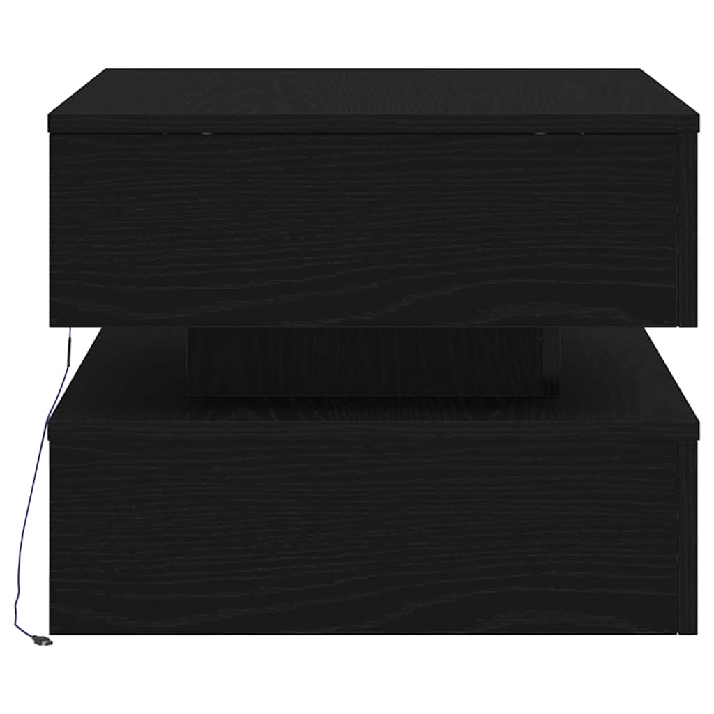Coffee Table with LED Lights Black Oak 50x50x40 cm
