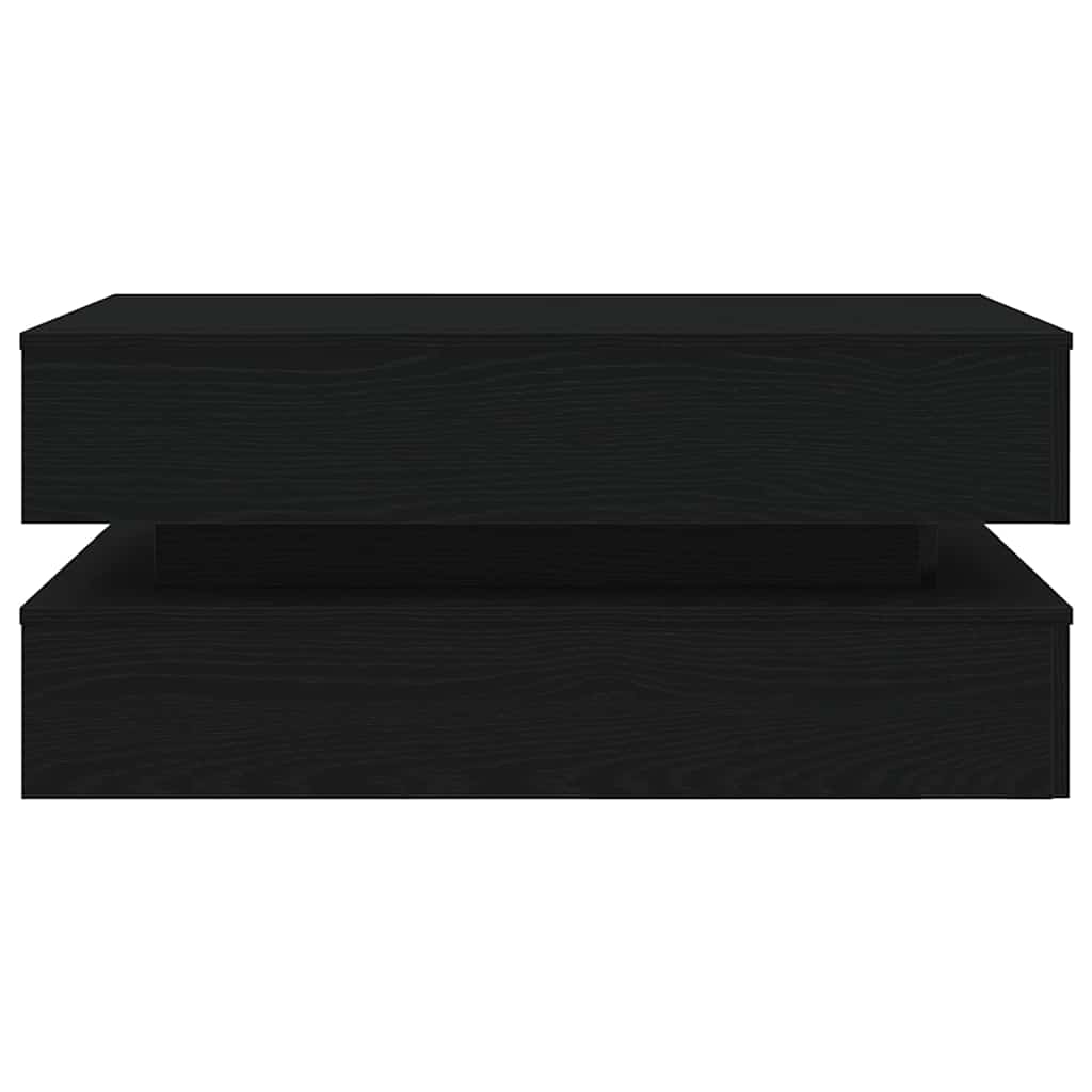 Coffee Table with LED Lights Black Oak 90x50x40 cm
