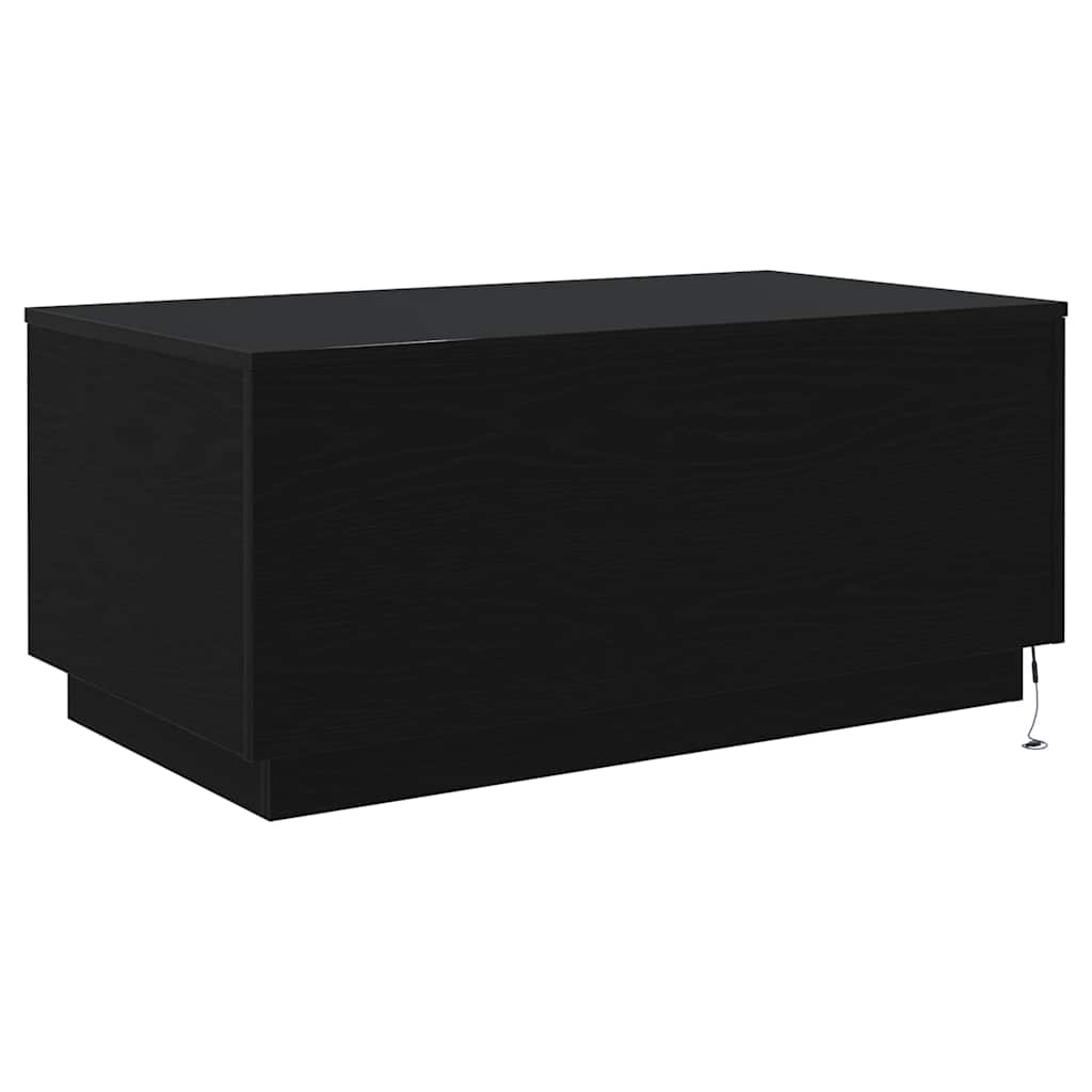 Coffee Table with LED Lights Black Oak 90x50x40 cm