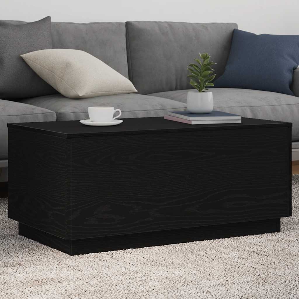 Coffee Table with LED Lights Black Oak 90x50x40 cm