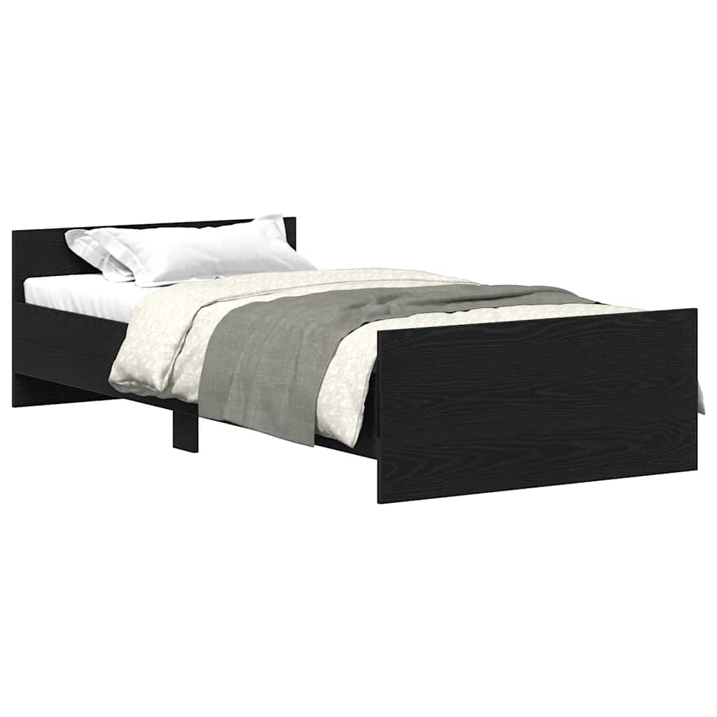 Bed Frame without Mattress Black Oak 75x190 cm Engineered Wood