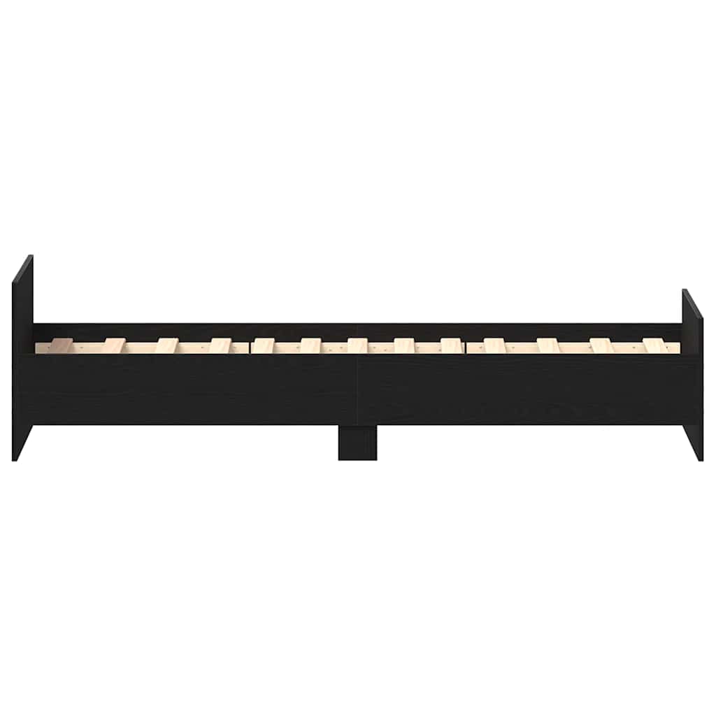Bed Frame without Mattress Black Oak 75x190 cm Engineered Wood