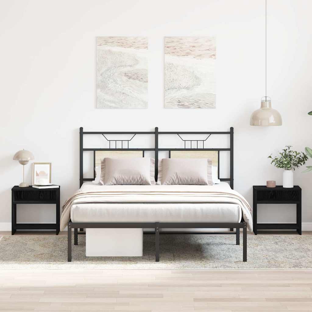Bedside Cabinets 2 pcs Black Oak 40x30x40 cm Engineered Wood