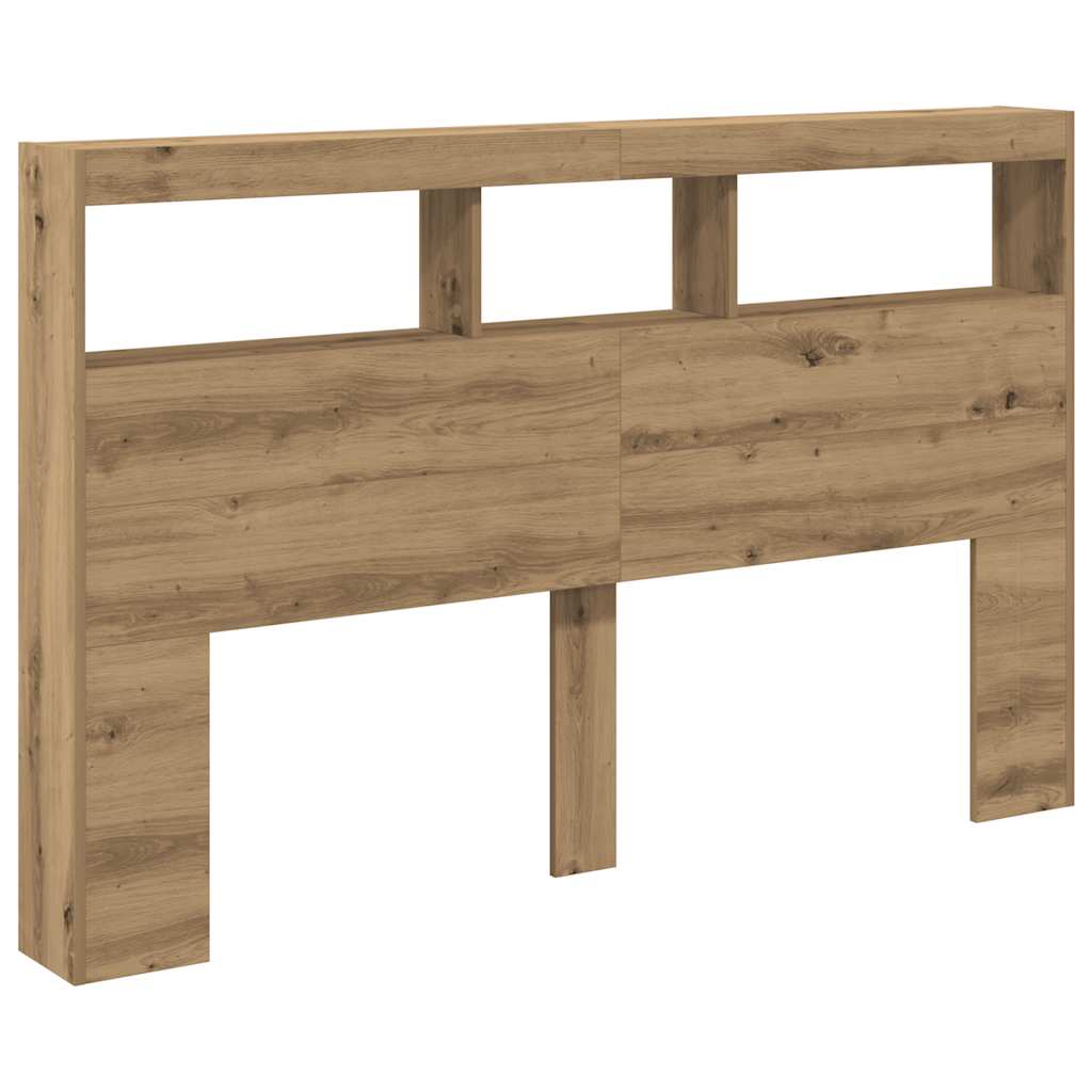 Headboard Cabinet with LED Artisan Oak 160x17x102 cm