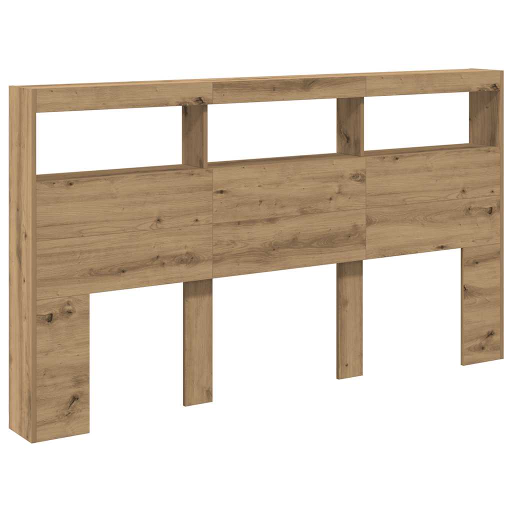 Headboard Cabinet with LED Artisan Oak 180x17x102 cm