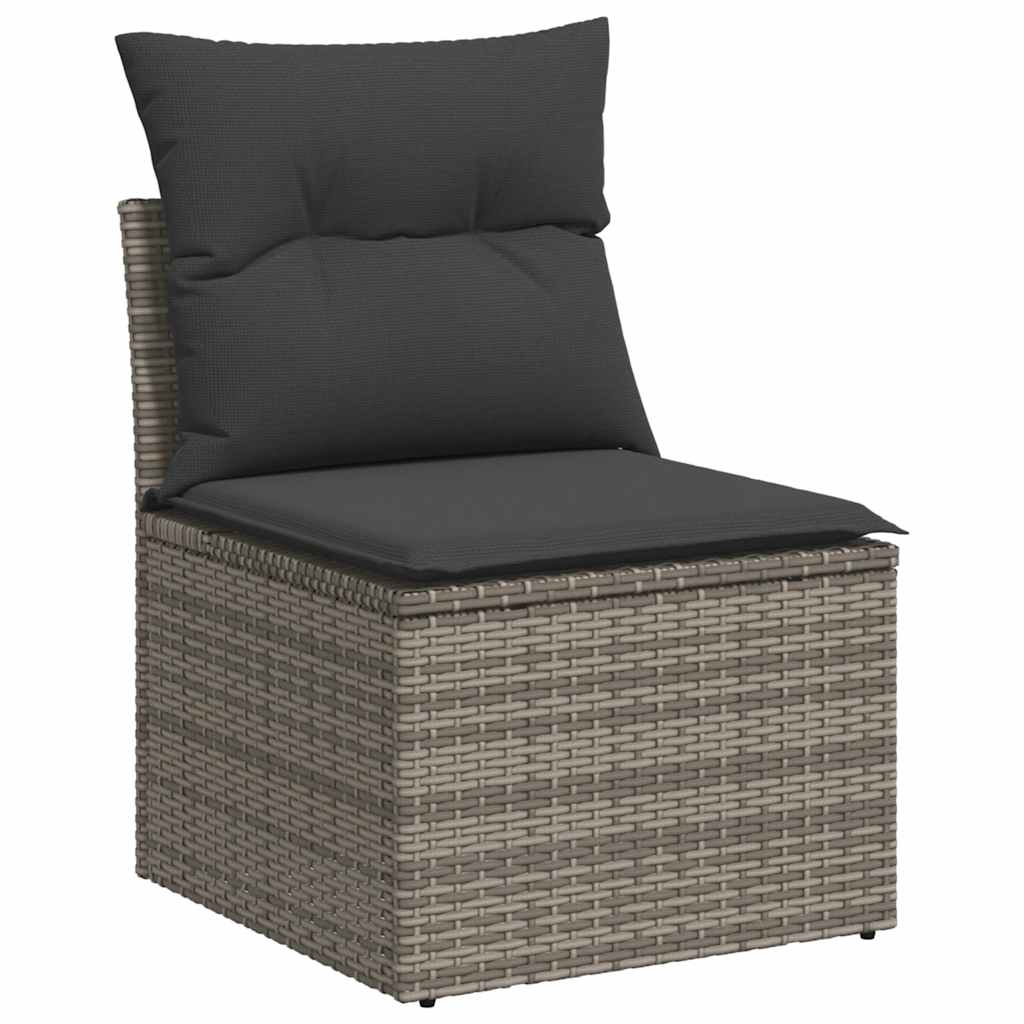 vidaXL 9 Piece Garden Sofa Set with Cushions Grey Poly Rattan Acacia