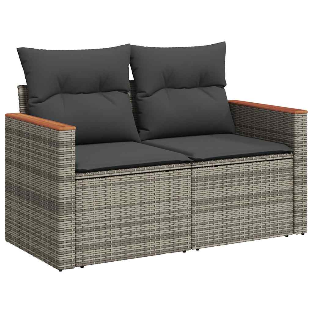 vidaXL 6 Piece Garden Sofa Set with Cushions Grey Poly Rattan Acacia