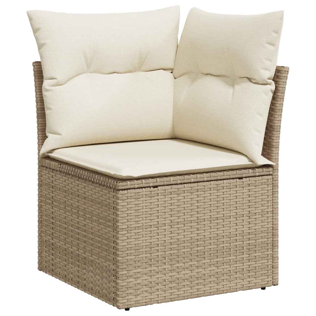 vidaXL 5 Piece Garden Sofa Set with Cushions Beige Poly Rattan Acacia