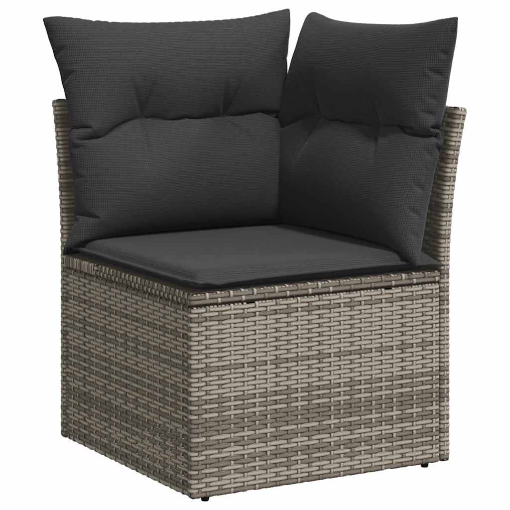 vidaXL 9 Piece Garden Sofa Set with Cushions Grey Poly Rattan Acacia