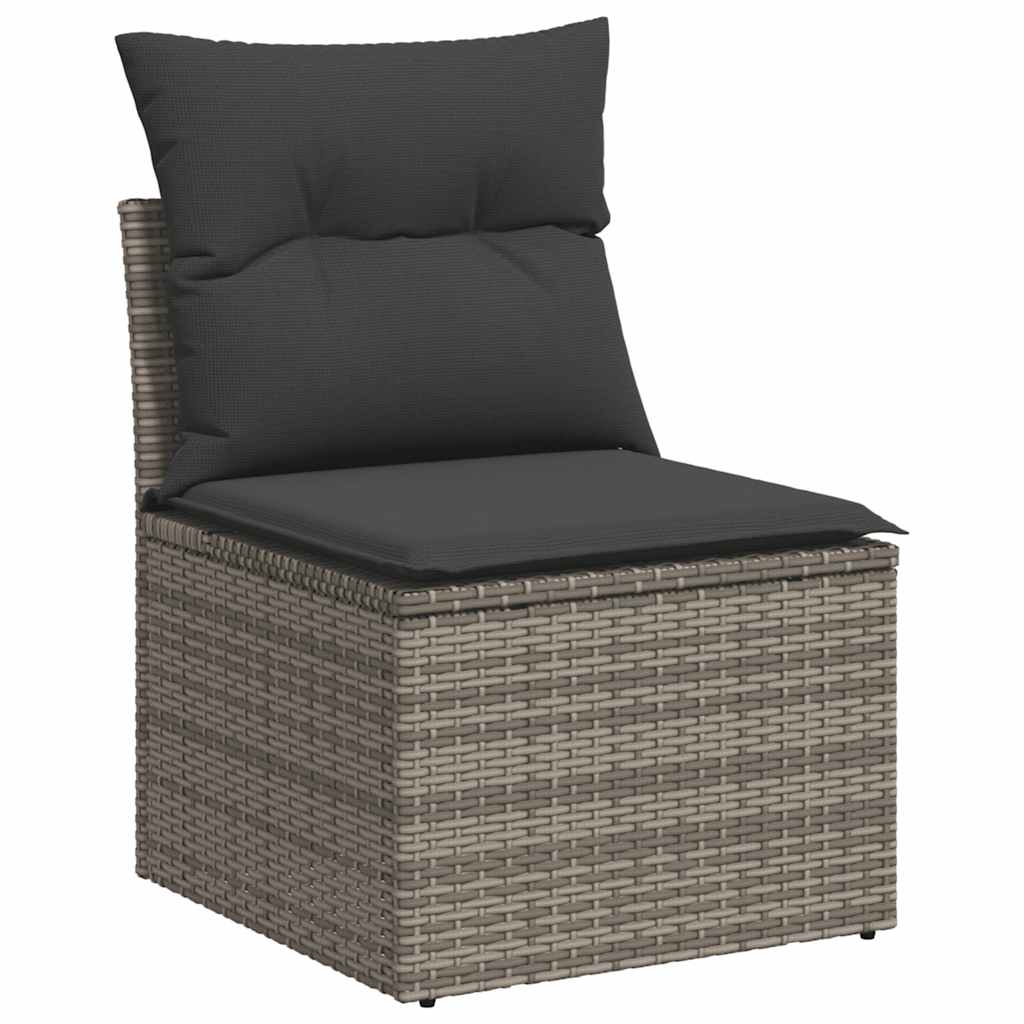 vidaXL 8 Piece Garden Sofa Set with Cushions Grey Poly Rattan Acacia