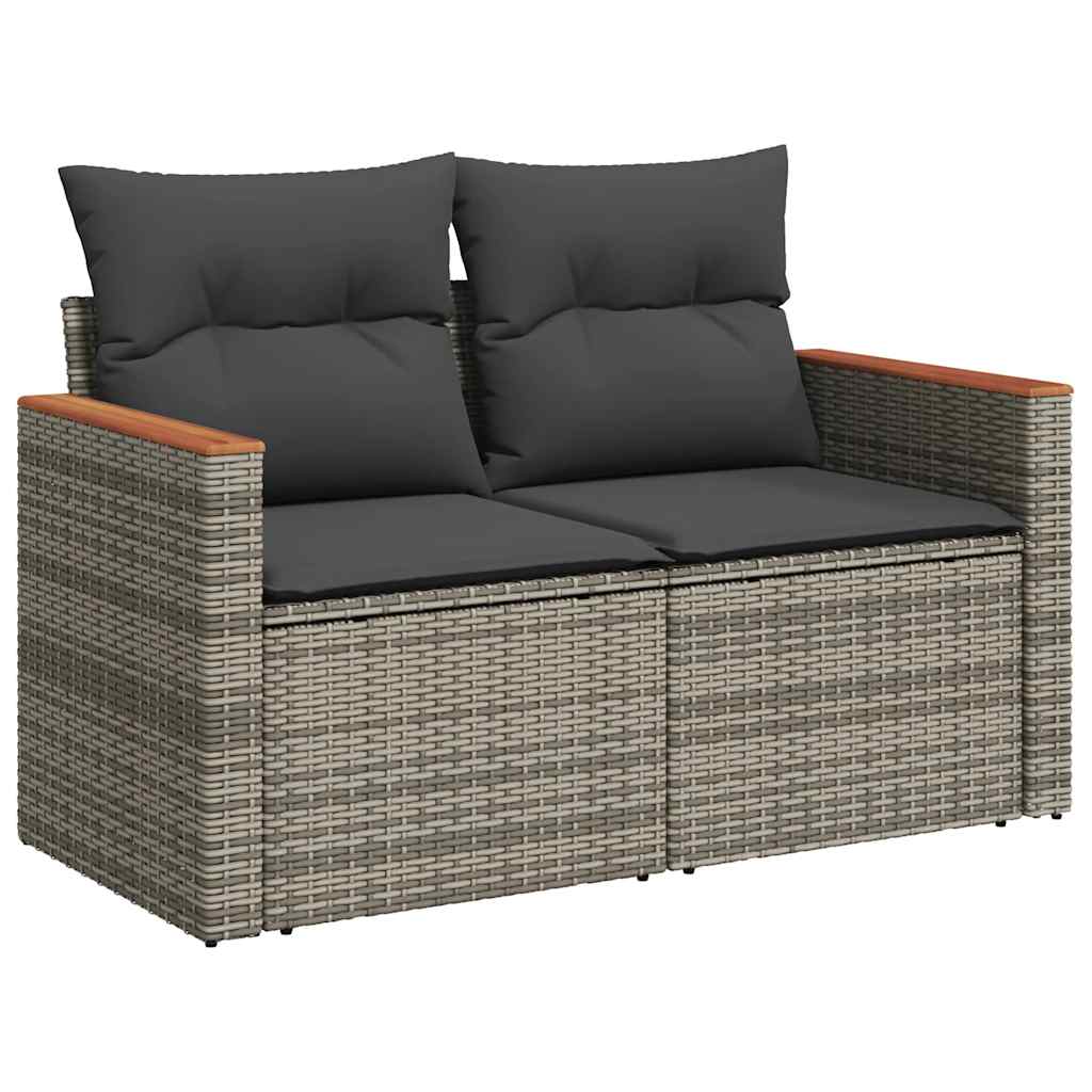 vidaXL 8 Piece Garden Sofa Set with Cushions Grey Poly Rattan Acacia