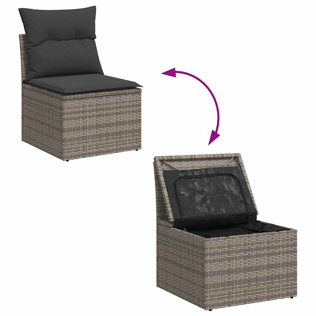 vidaXL 8 Piece Garden Sofa Set with Cushions Grey Poly Rattan Acacia