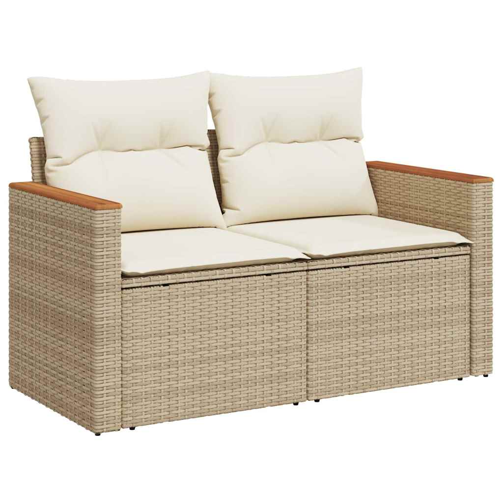 vidaXL 11 Piece Garden Sofa Set with Cushions Beige Poly Rattan Acacia