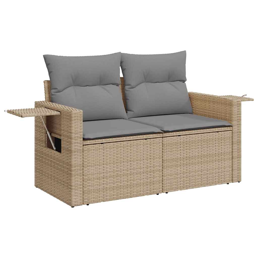 vidaXL 6 Piece Garden Sofa Set with Cushions Beige Poly Rattan Acacia