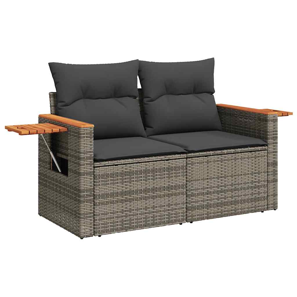 vidaXL 6 Piece Garden Sofa Set with Cushions Grey Poly Rattan Acacia