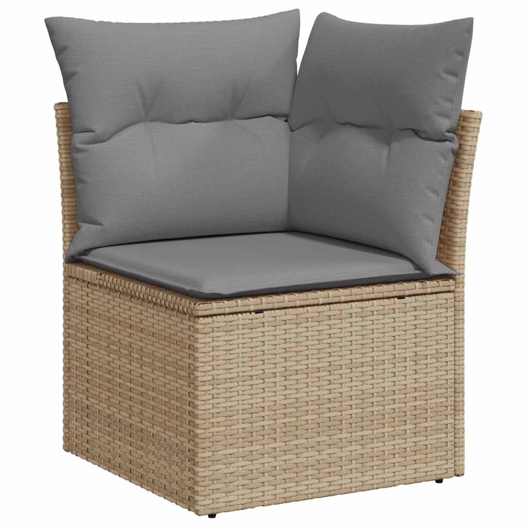 vidaXL 8 Piece Garden Sofa Set with Cushions Beige Poly Rattan Acacia