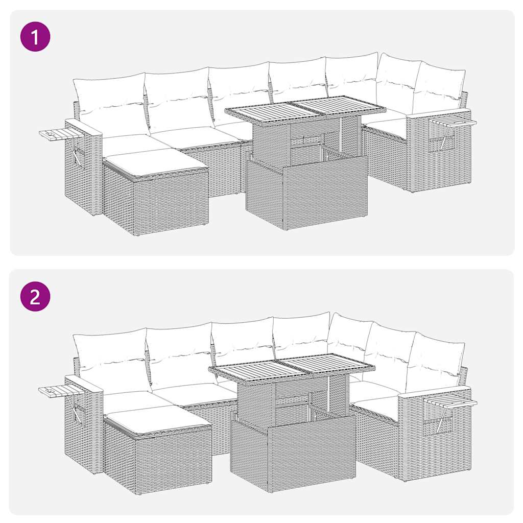 vidaXL 8 Piece Garden Sofa Set with Cushions Beige Poly Rattan Acacia