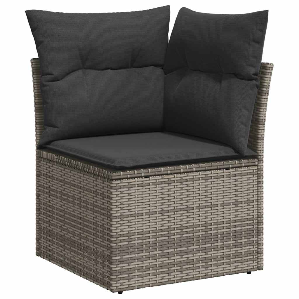 vidaXL 8 Piece Garden Sofa Set with Cushions Grey Poly Rattan Acacia