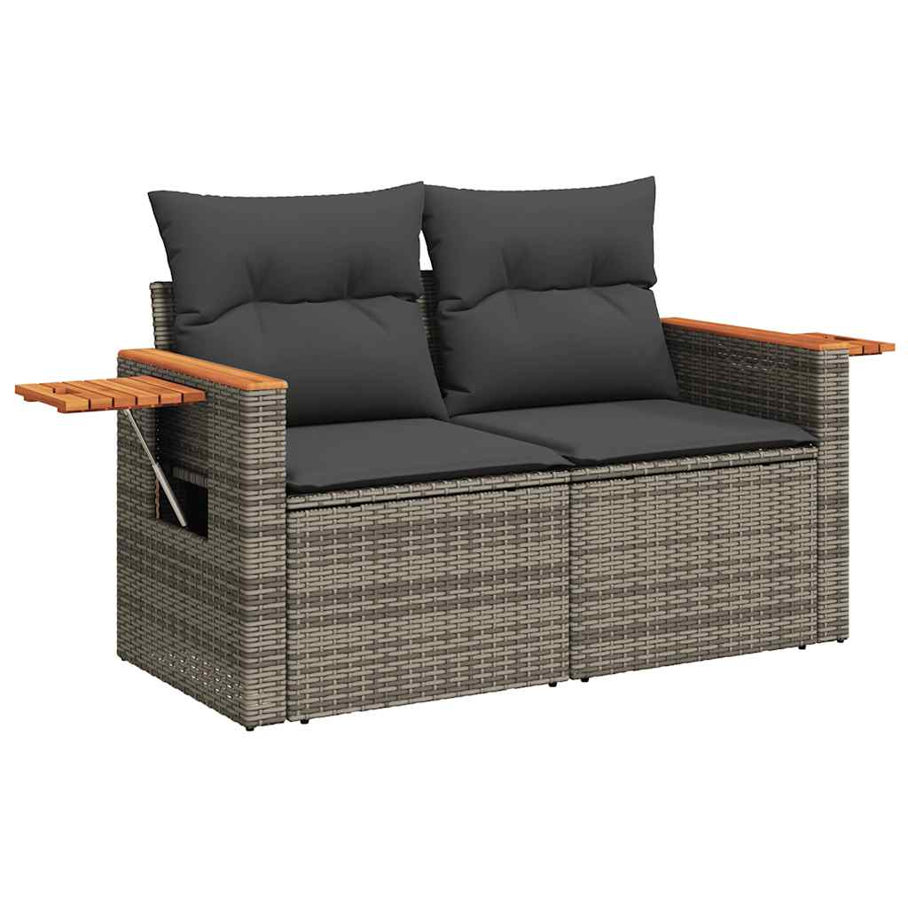 vidaXL 8 Piece Garden Sofa Set with Cushions Grey Poly Rattan Acacia