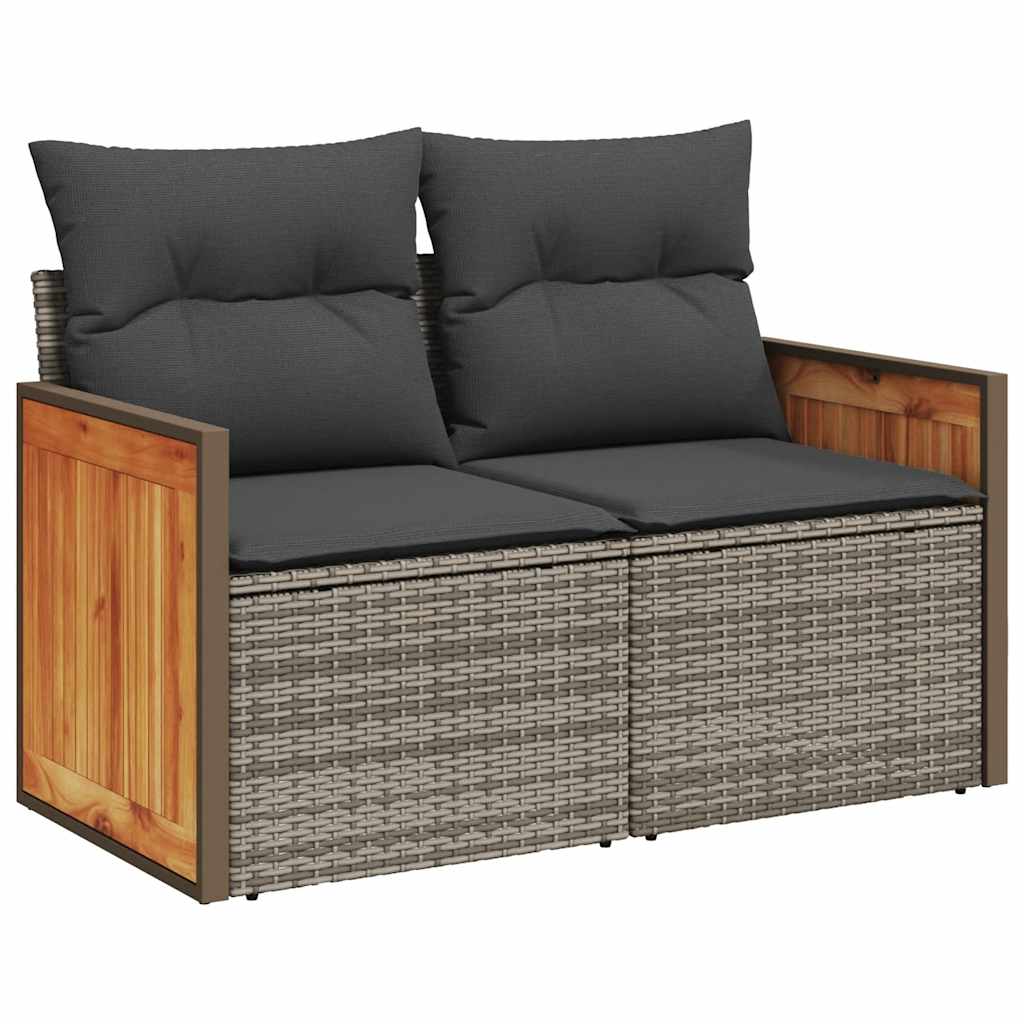 vidaXL 6 Piece Garden Sofa Set with Cushions Grey Poly Rattan Acacia