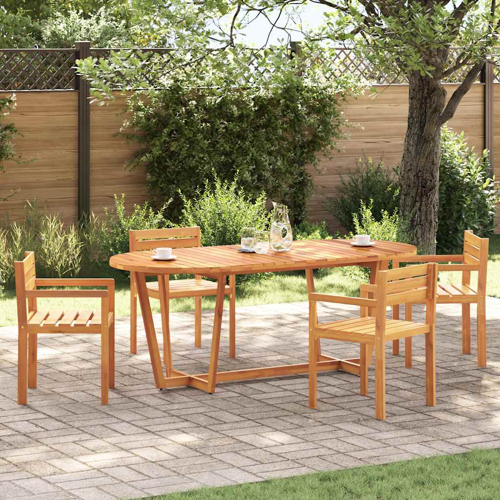 Garden Dining Table Oval 200x90x75 cm Solid Wood Acacia