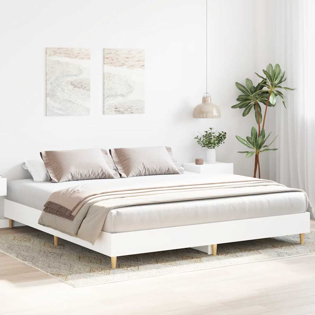 Bed Frame | White | Engineered Wood, Solid Eucalyptus Wood, Plywood