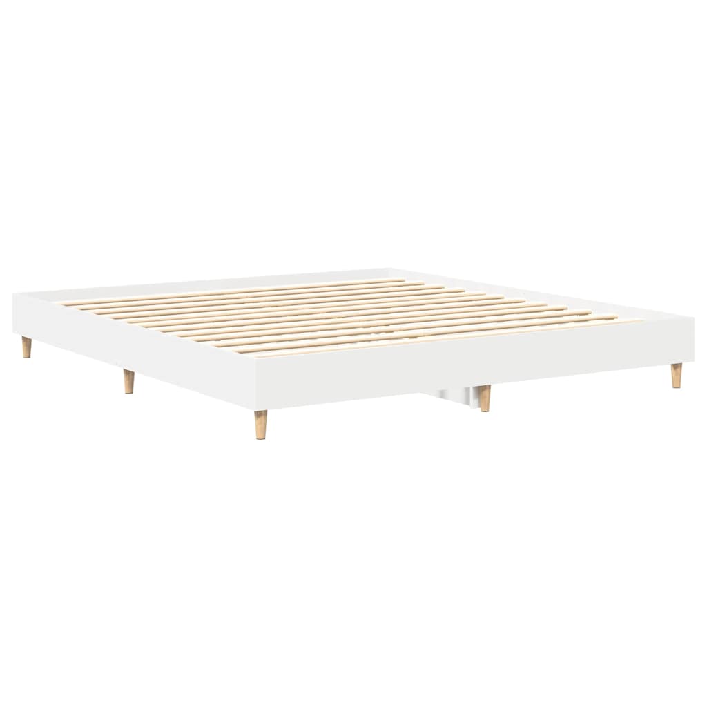 Bed Frame | White | Engineered Wood, Solid Eucalyptus Wood, Plywood