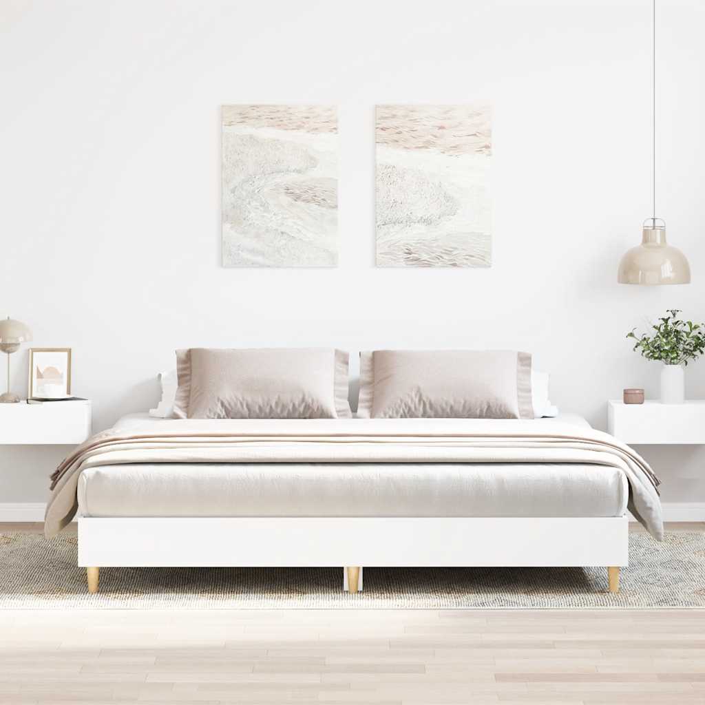 Bed Frame | White | Engineered Wood, Solid Eucalyptus Wood, Plywood