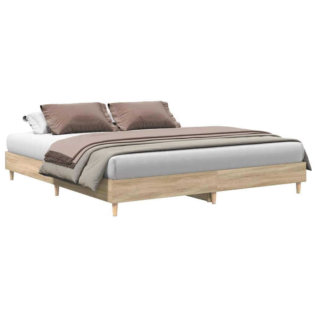 Bed Frame | Sonoma oak | Engineered wood, solid eucalyptus wood | Double