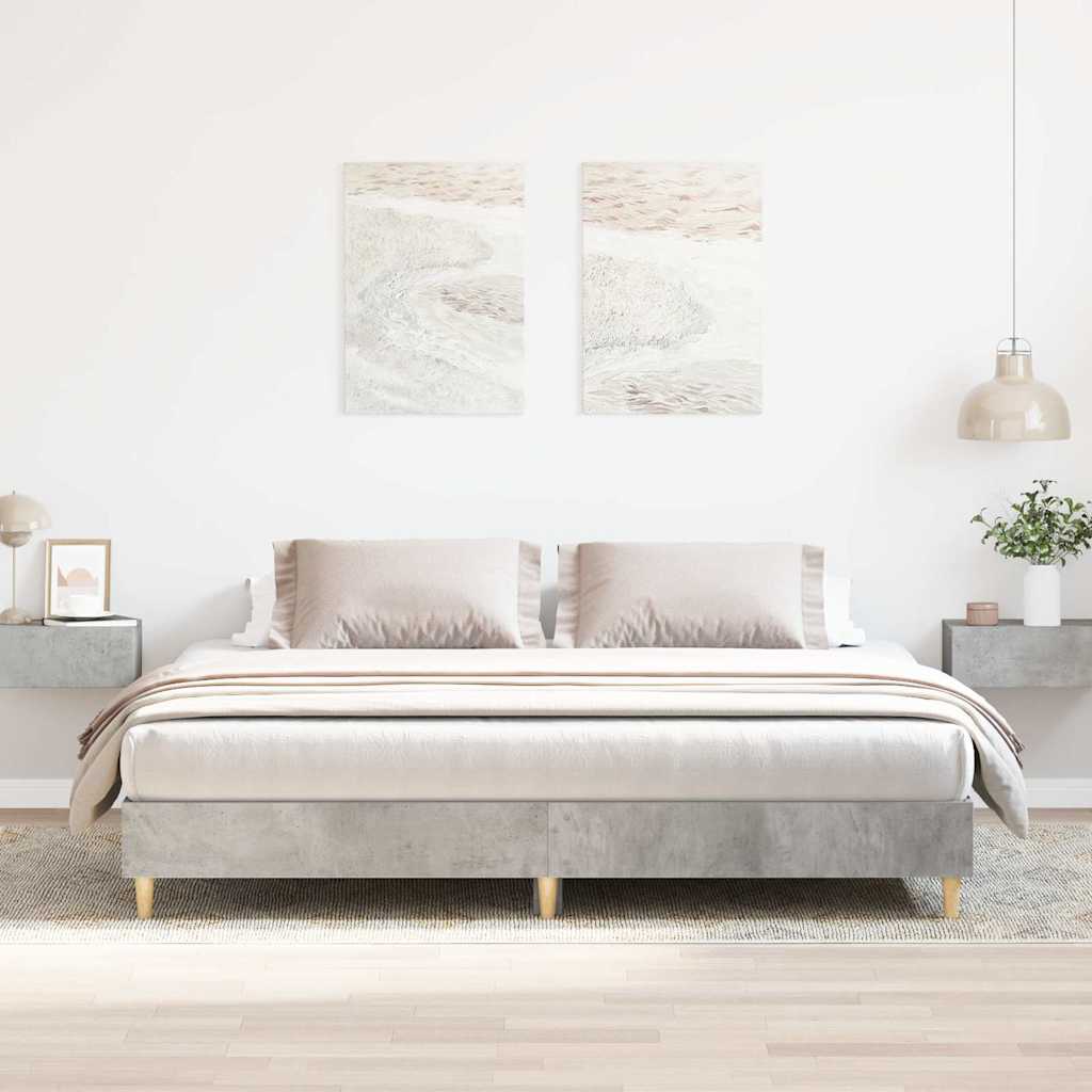 Bed Frame No Mattress Concrete Grey 200x200 cm Engineered Wood