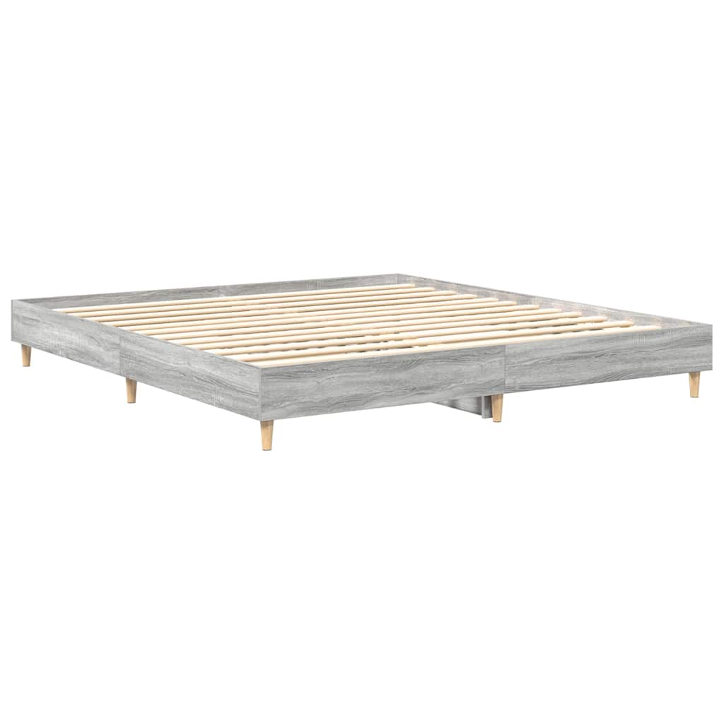 Bed Frame | Grey Sonoma | Engineered wood, Solid eucalyptus wood