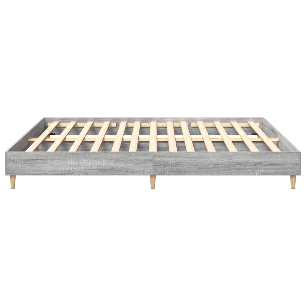 Bed Frame | Grey Sonoma | Engineered wood, Solid eucalyptus wood