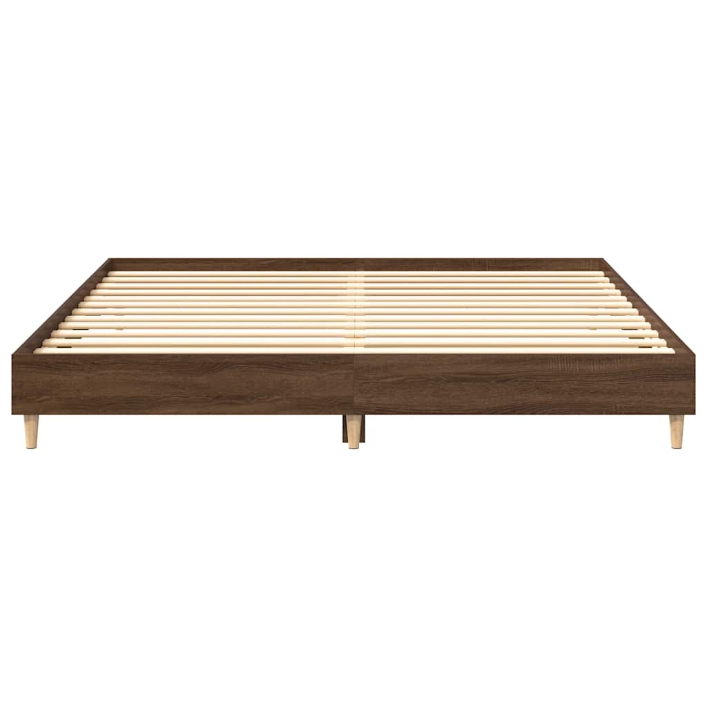 Bed Frame | Brown Oak | Engineered Wood, Solid Eucalyptus Wood | Double