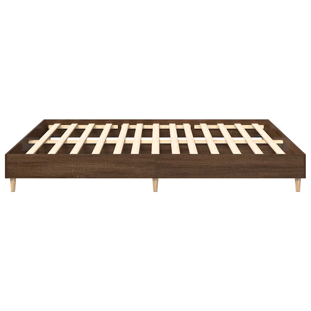 Bed Frame | Brown Oak | Engineered Wood, Solid Eucalyptus Wood | Double