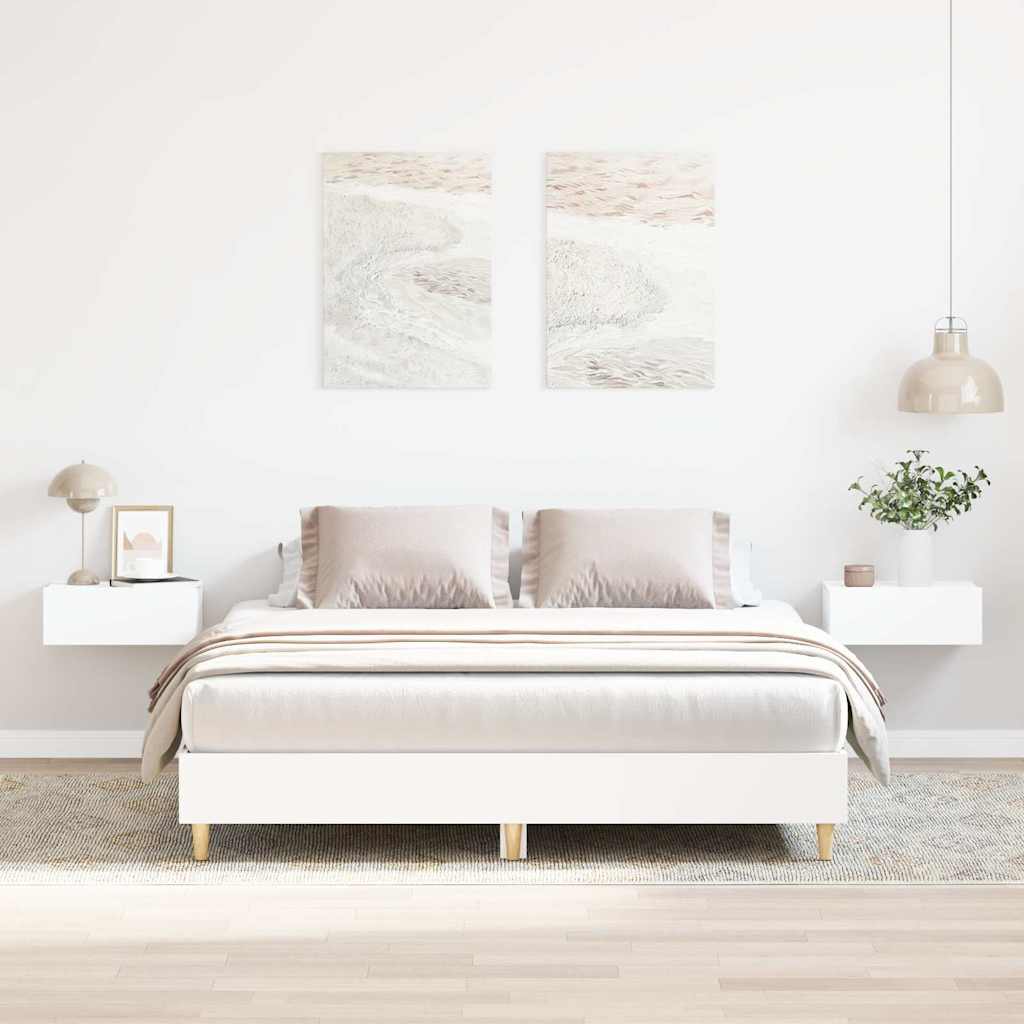Bed Frame No Mattress White 150x200 cm King Size Engineered Wood