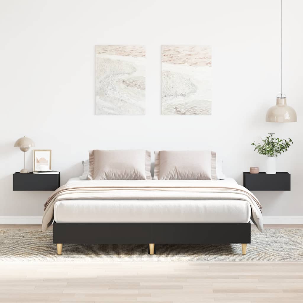 Bed Frame | Black | Engineered wood, solid eucalyptus wood, plywood