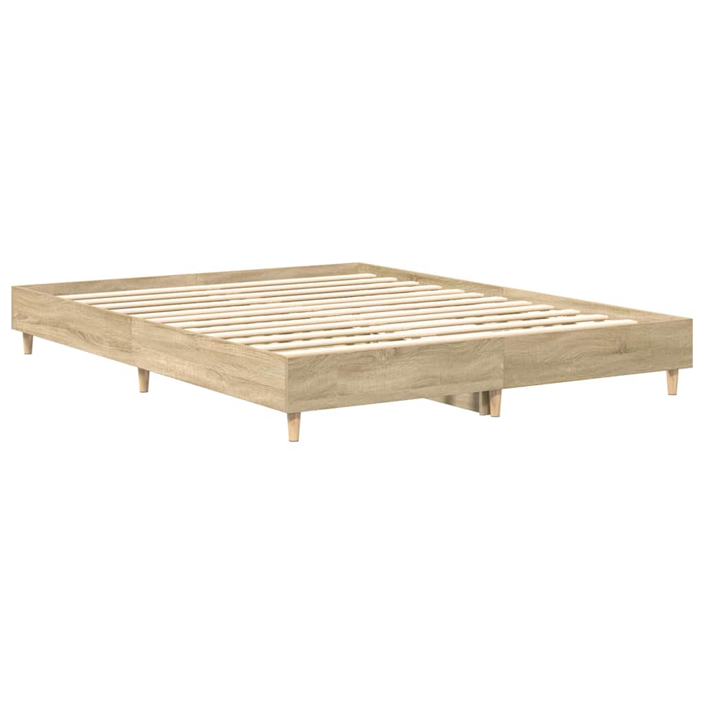 Bed Frame | Sonoma Oak | Engineered wood, Solid eucalyptus wood, Plywood