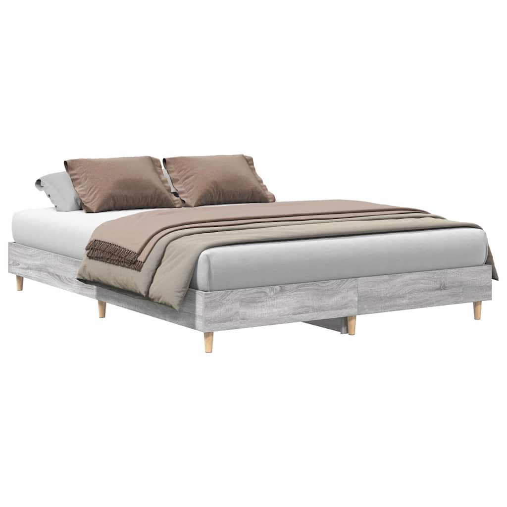 Bed Frame | Grey Sonoma | Engineered wood, Solid eucalyptus wood, Plywood