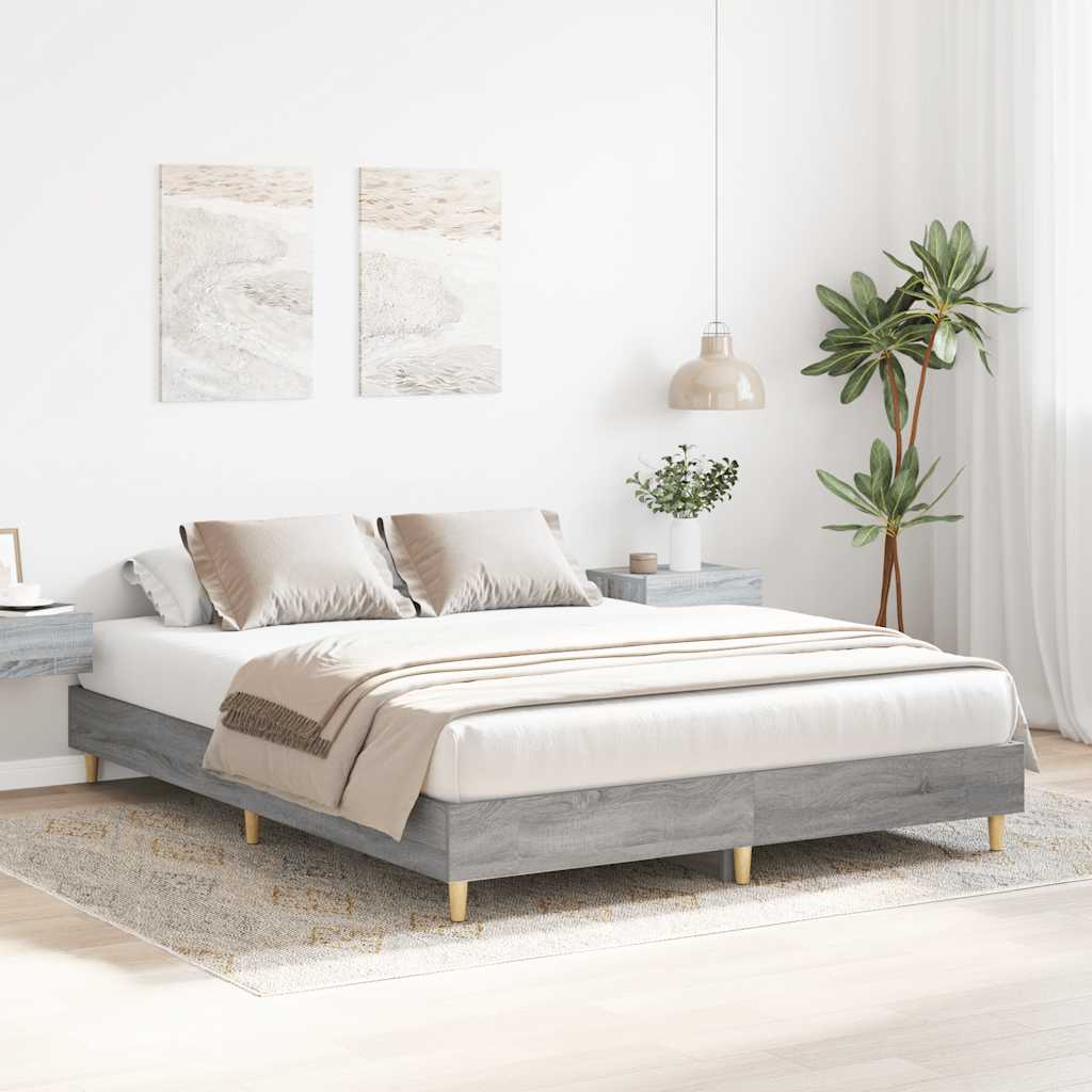 Bed Frame | Grey Sonoma | Engineered wood, Solid eucalyptus wood, Plywood