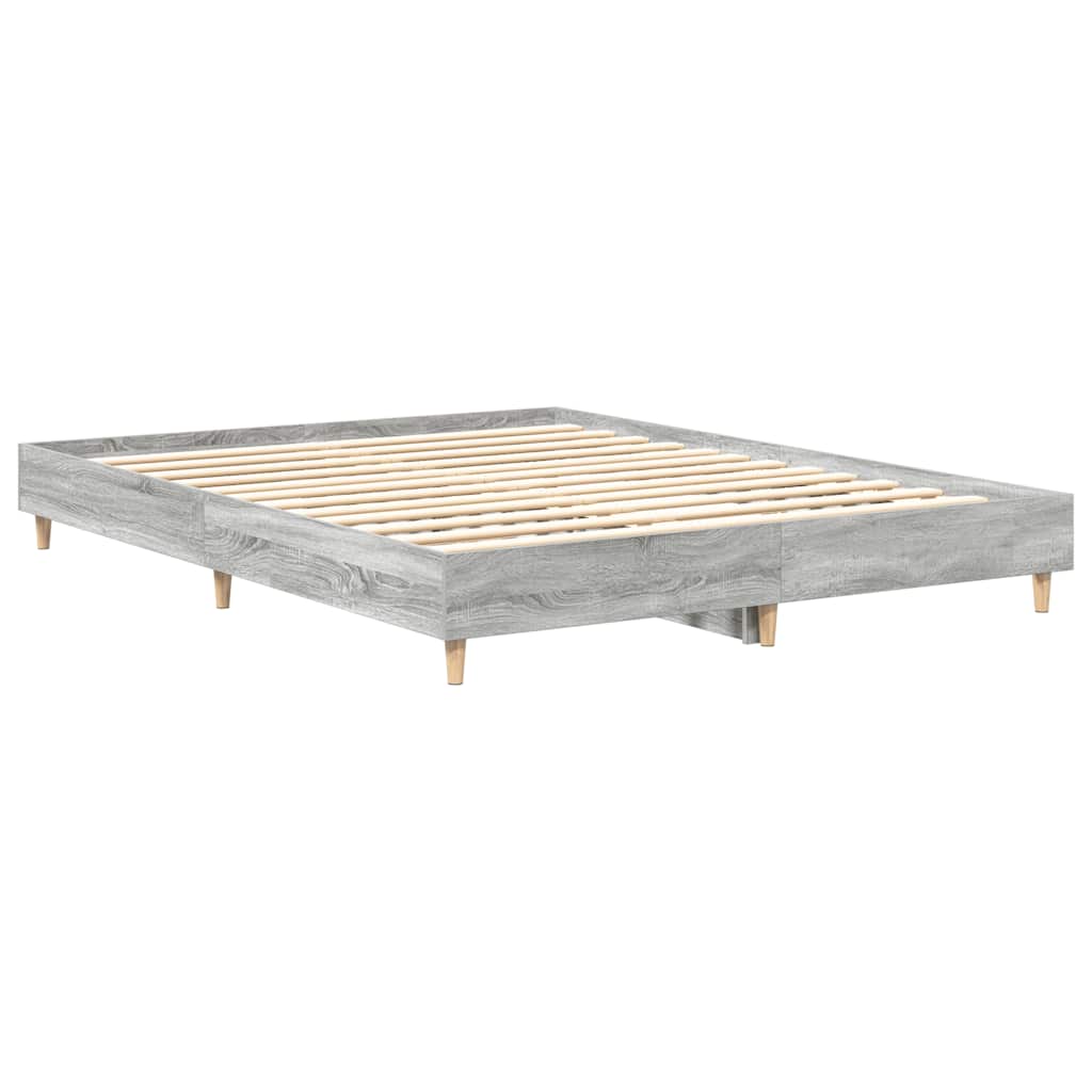 Bed Frame | Grey Sonoma | Engineered wood, Solid eucalyptus wood, Plywood