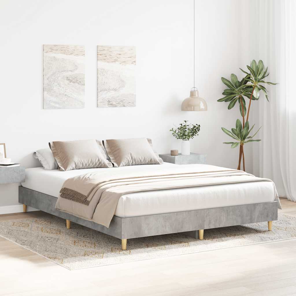Bed Frame | Concrete Grey | Engineered Wood, Solid Eucalyptus Wood