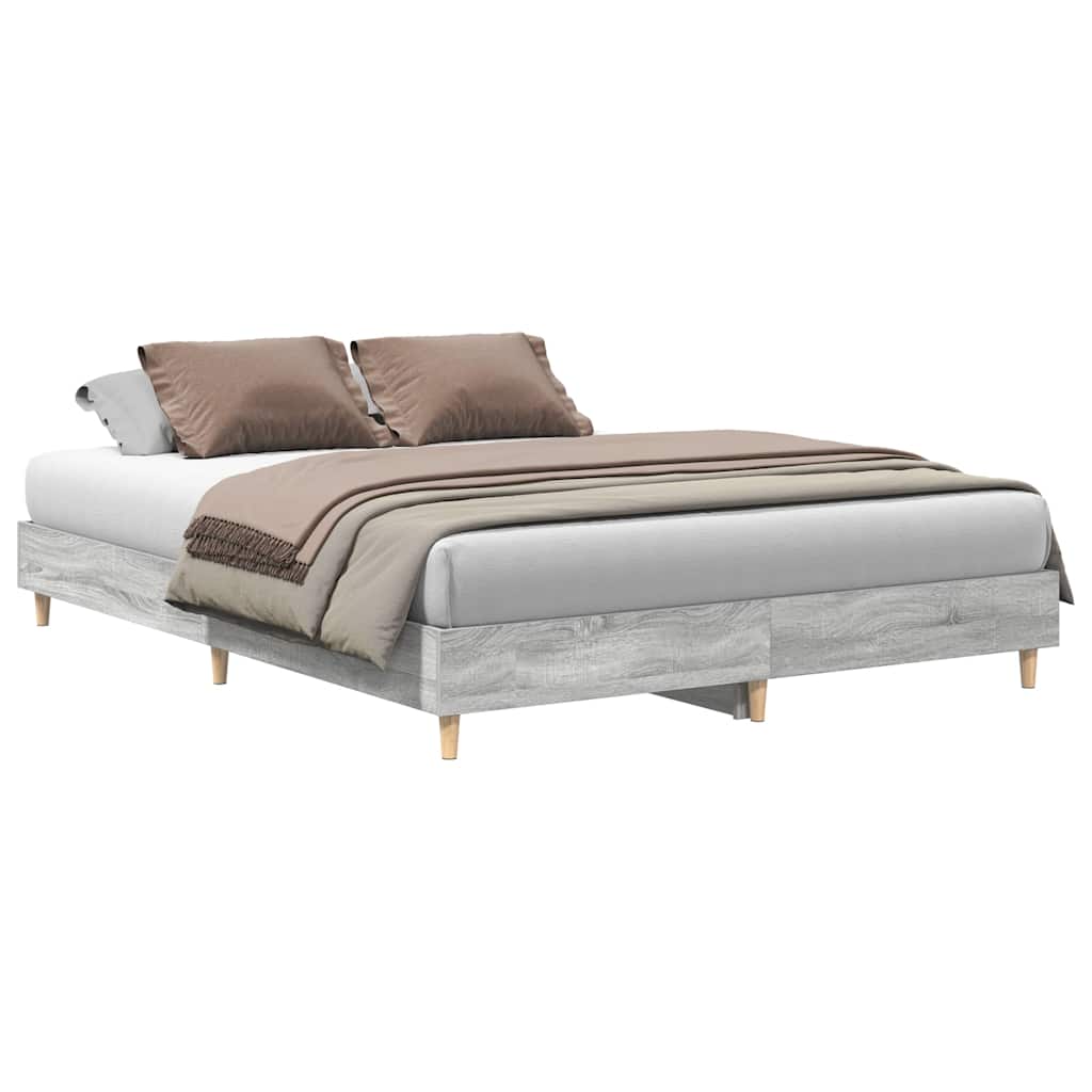 Bed Frame | Grey Sonoma | Engineered wood, solid eucalyptus wood
