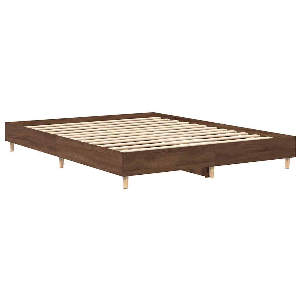 Bed Frame | Brown Oak | Engineered wood, Solid Eucalyptus wood | Double