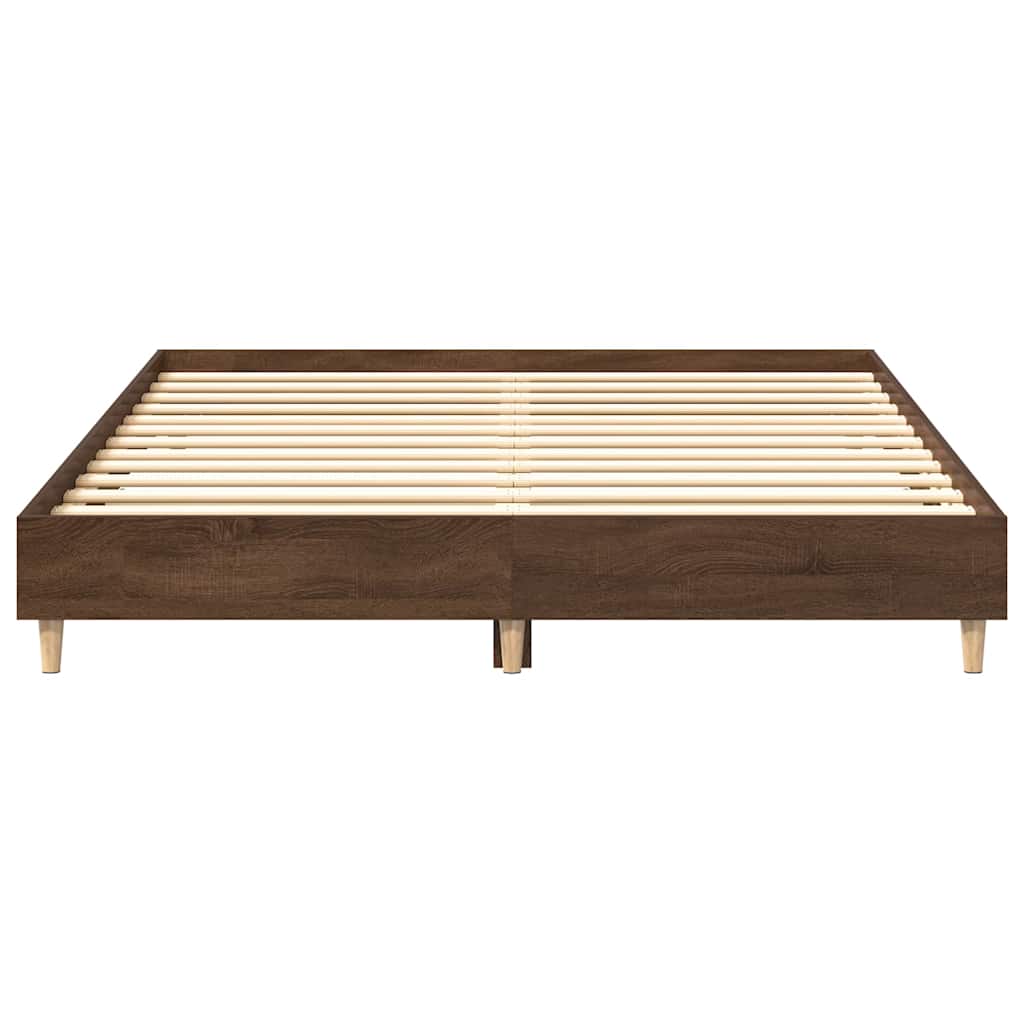 Bed Frame | Brown Oak | Engineered wood, Solid Eucalyptus wood | Double