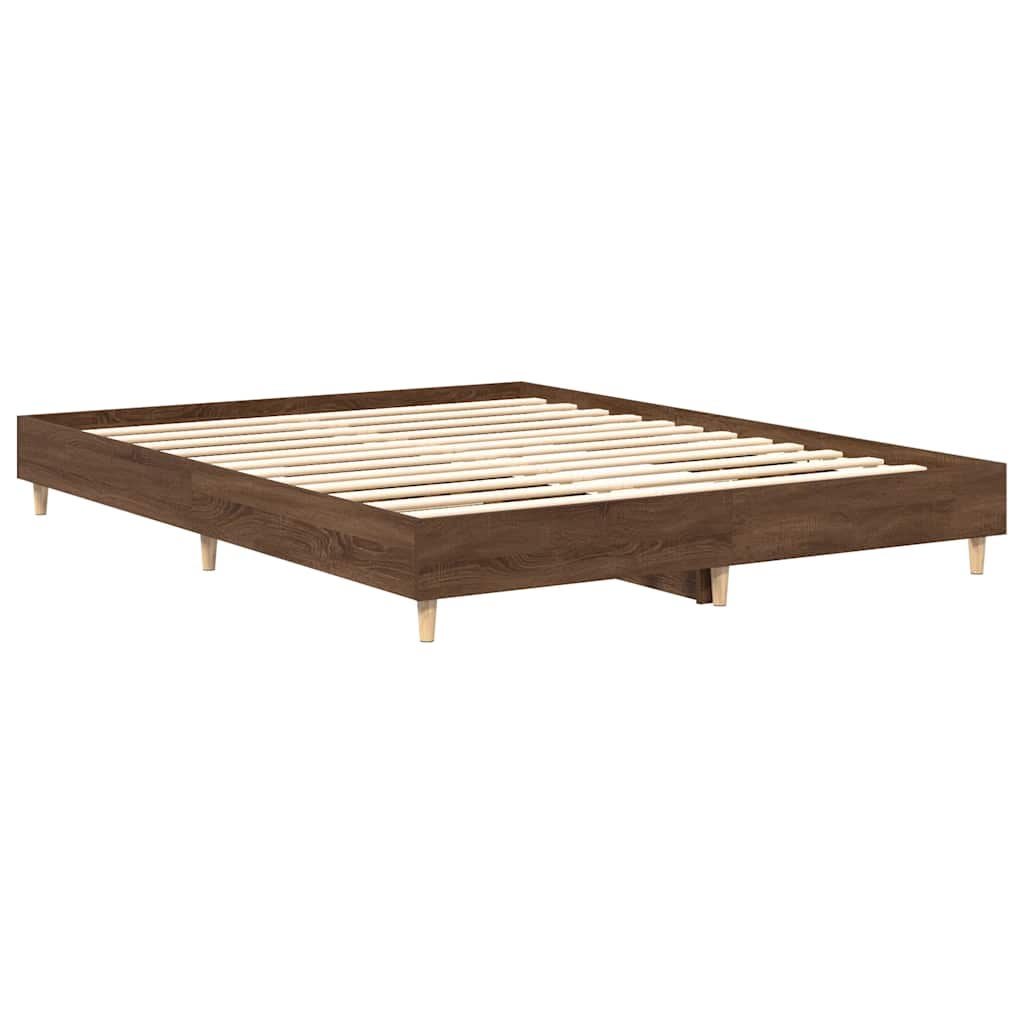 Bed Frame | Brown Oak | Engineered wood, Solid Eucalyptus wood | Double
