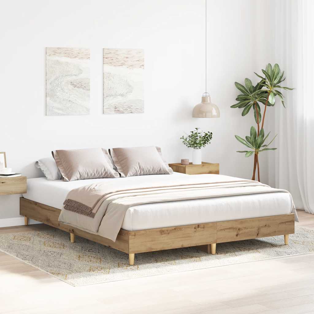 Bed Frame | Artisan Oak | Engineered Wood, Solid Eucalyptus Wood | Double