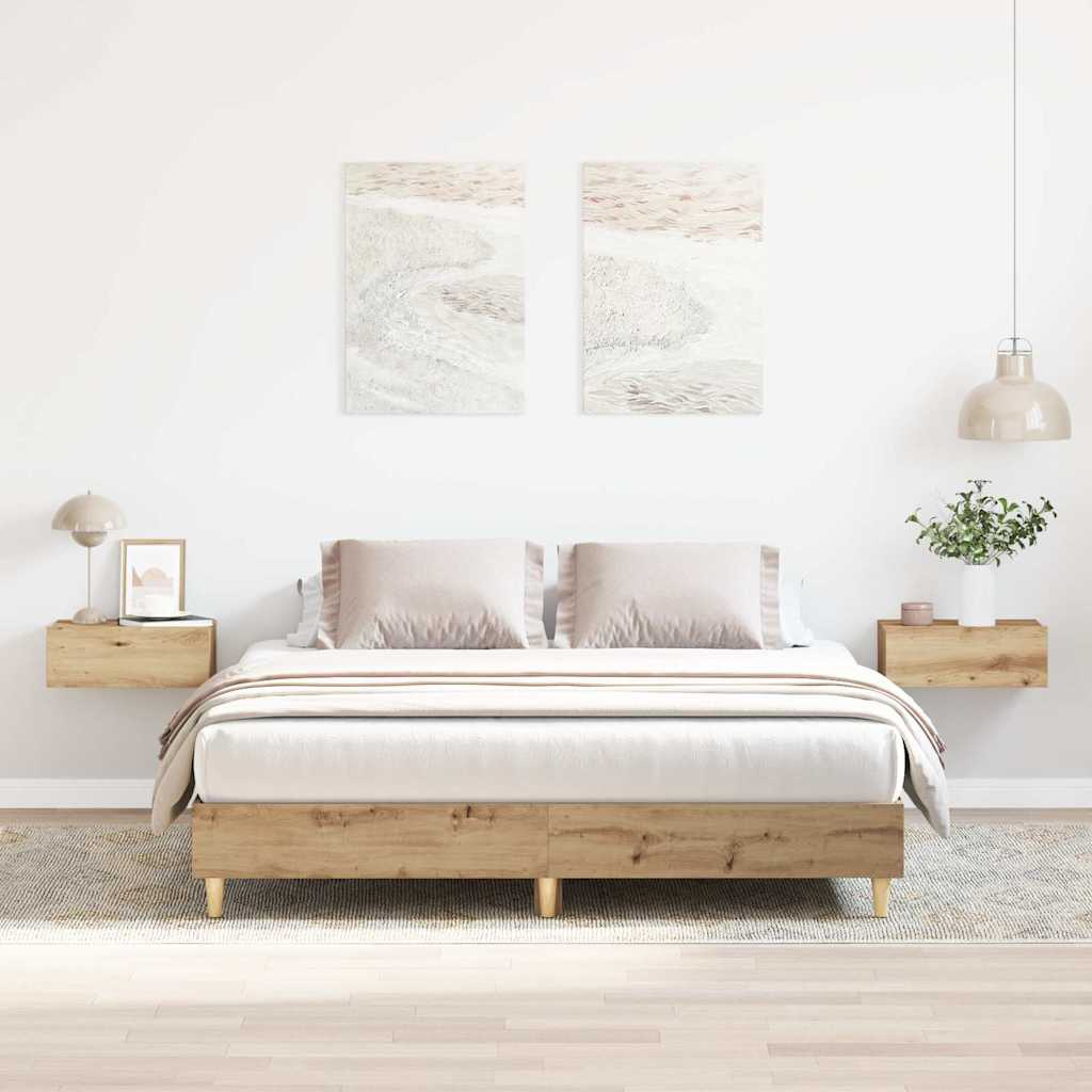 Bed Frame | Artisan Oak | Engineered Wood, Solid Eucalyptus Wood | Double