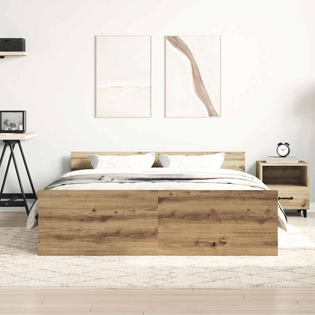 vidaXL Bed Frame without Mattress Artisan Oak 140x200cm Engineered Wood